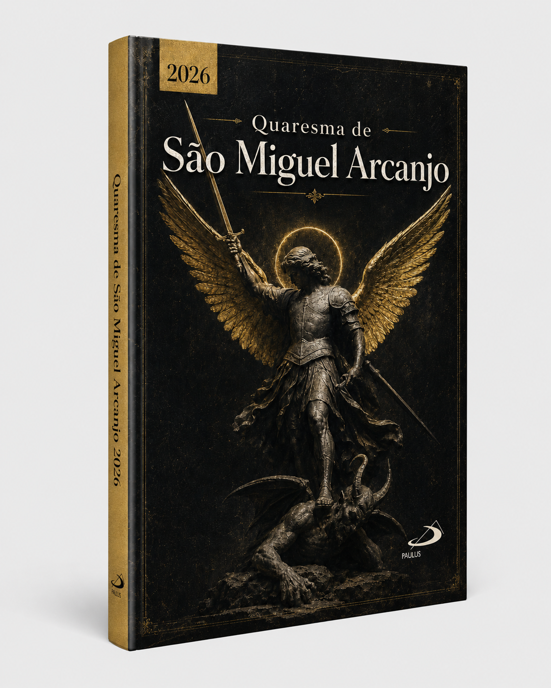 Livro físico Quaresma de São Miguel Arcanjo 2026 em fundo claro